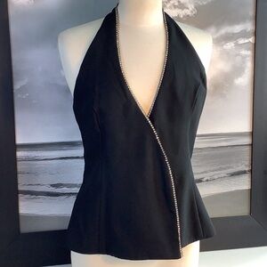 Dave & Johnny Juniors Black Rhinestone Embellished Dressy Halter Top Size 9/10